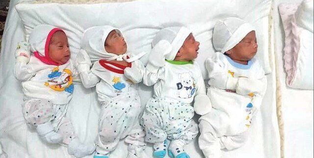 تولد نوزاد چهار قلو در جوانرود